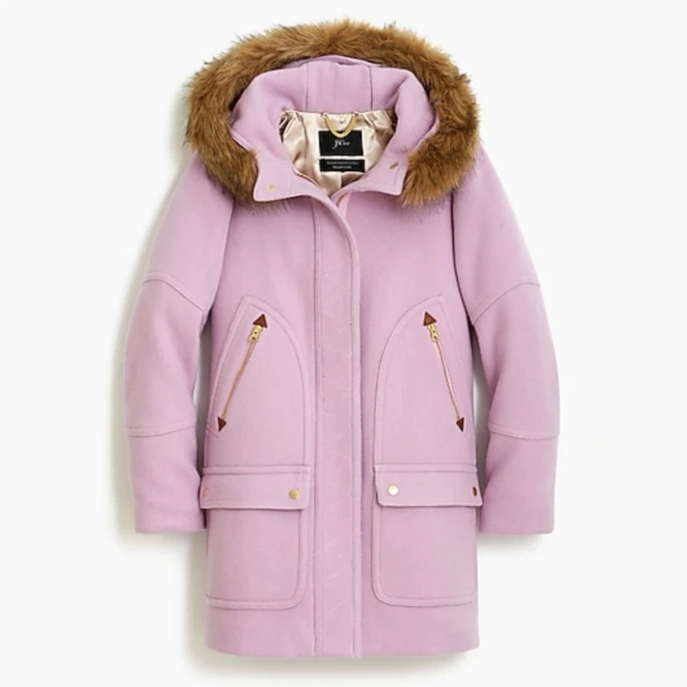 J. Crew Stadium Cloth Italian Wool Chateau Parka with Gold Accents